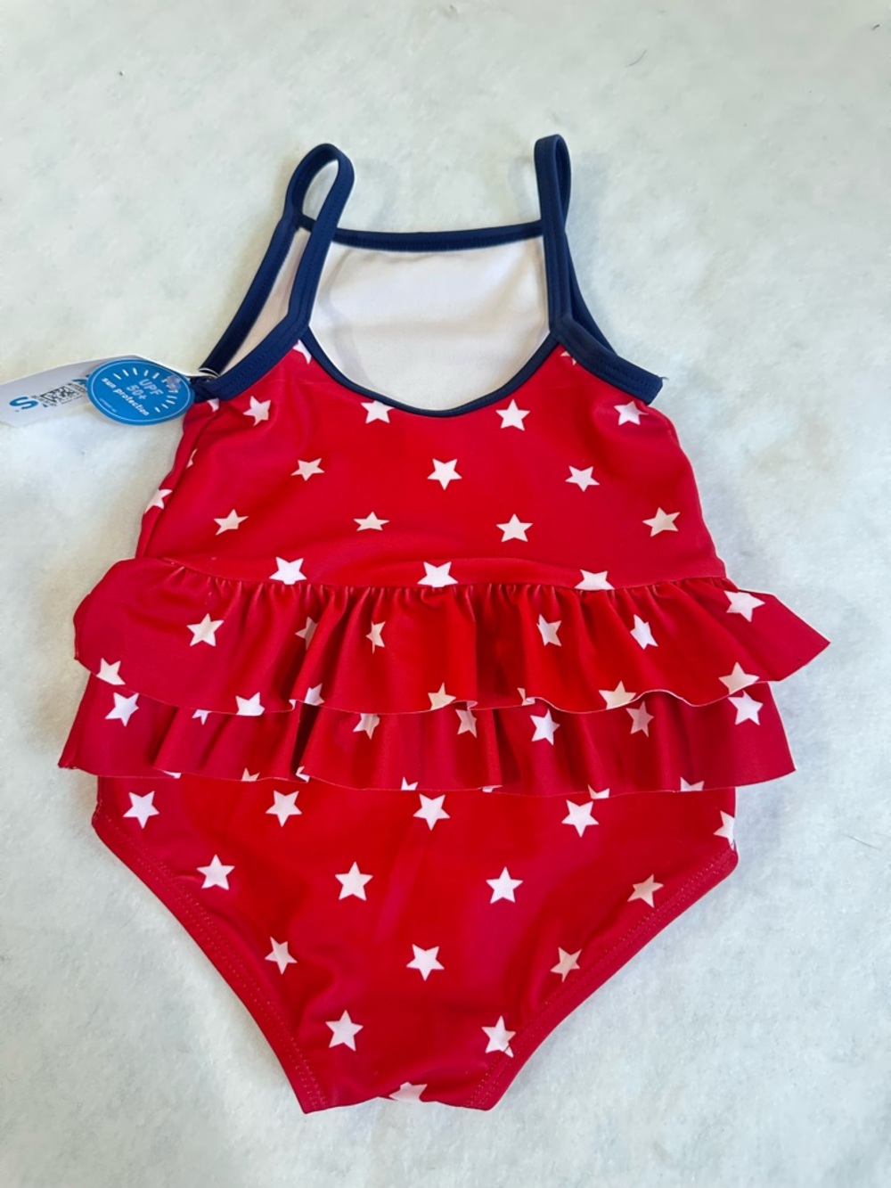 Girl’s Carter’s Red Star Ruffle One-Piece Swimsuit - Picture 4 of 9